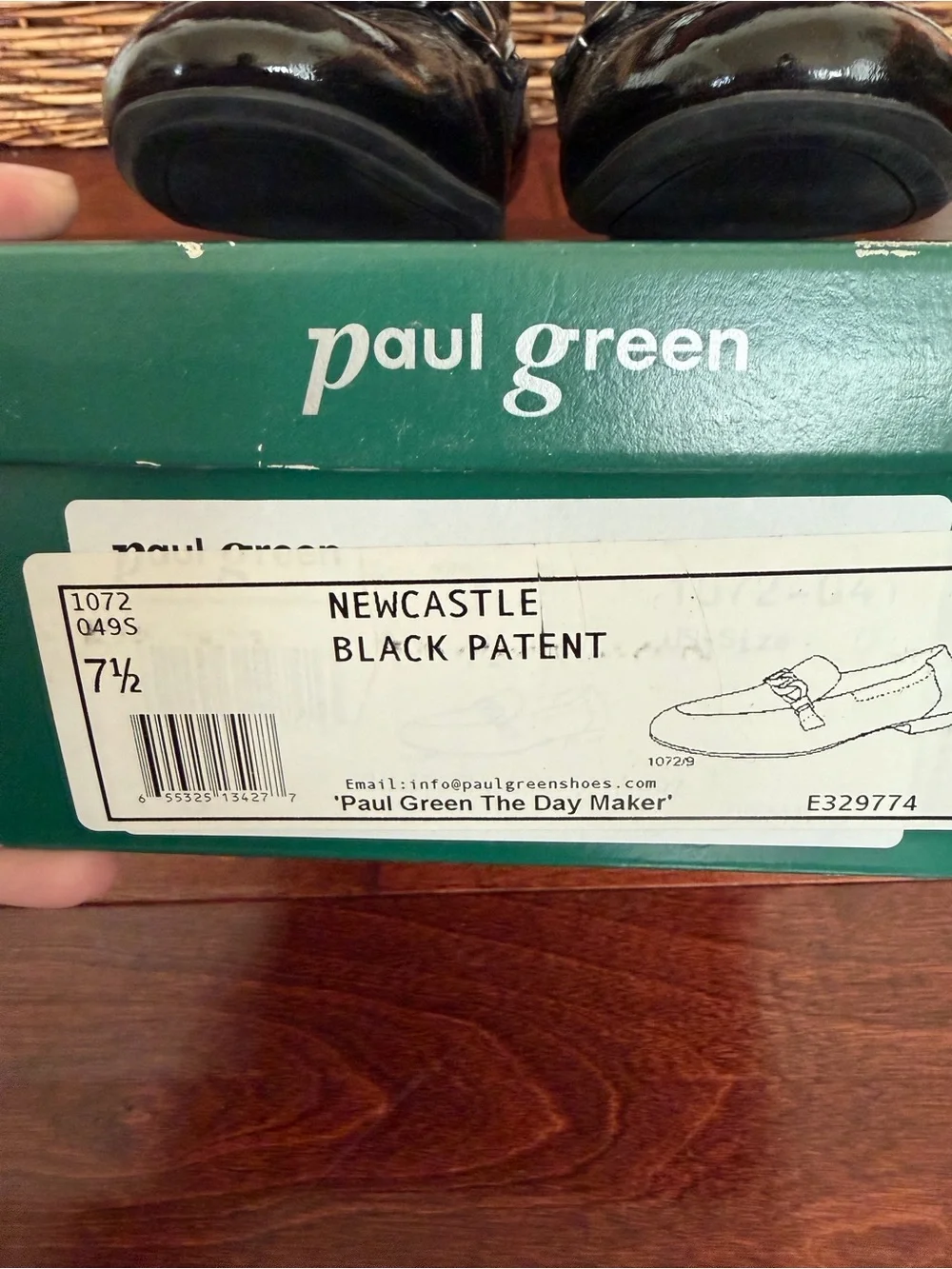 Paul Green Black Patent Leather Chain-Trim Loafers